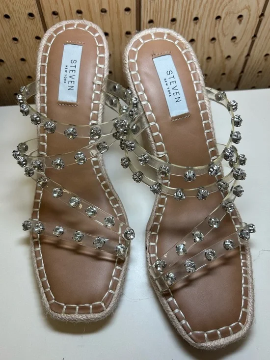 Steven New York Crystal -Embellished Clear Espadrille Wedge Sandal - Women - Picture 3 of 9